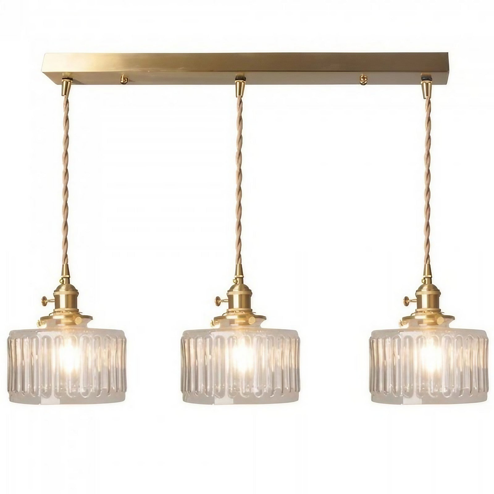 Vintage Wavy Green Glass Pendant Light – Cylinder Shade Hanging Lamp