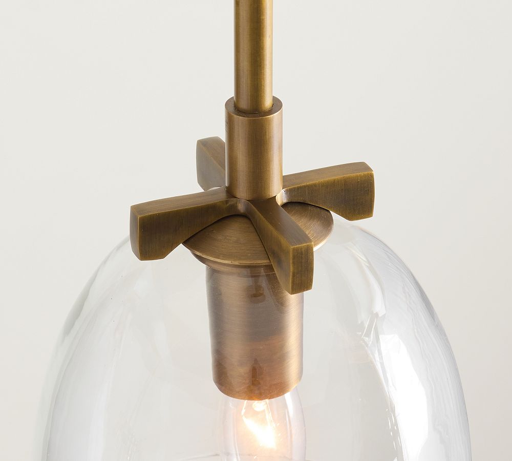 Auria Metal Brass Pendant Lighting - Vintage Finish with Glass Shade