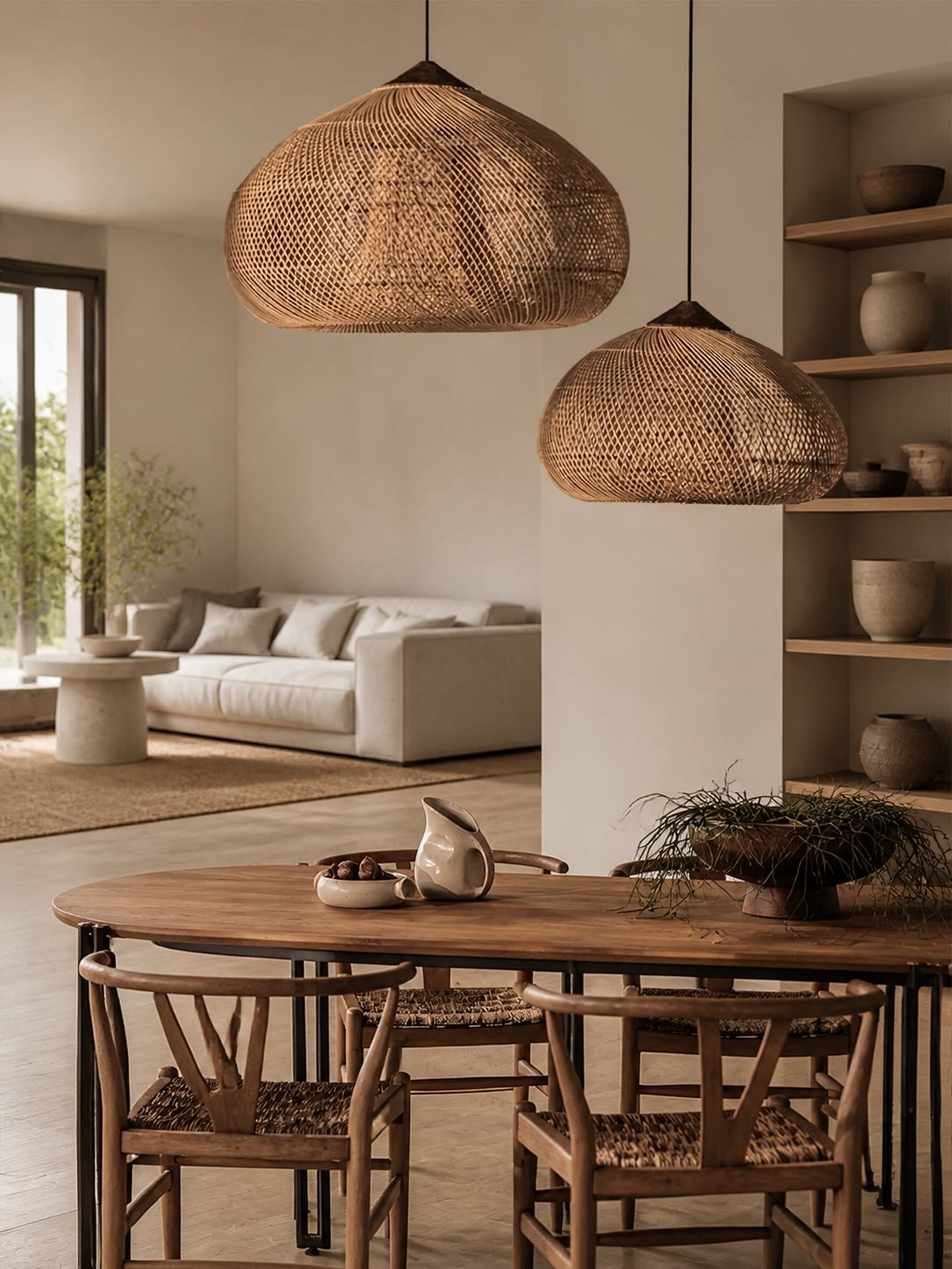 Harp Braided Rattan Pendant Lamp