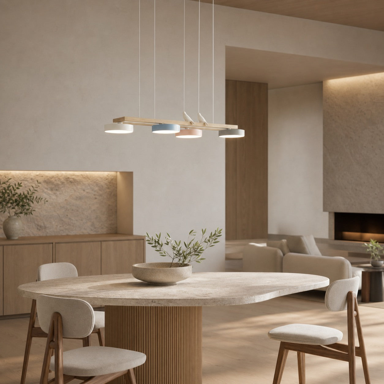 Orilumea Bird Chandelier - Wooden Lighting Fixture Modern Style for Living Room