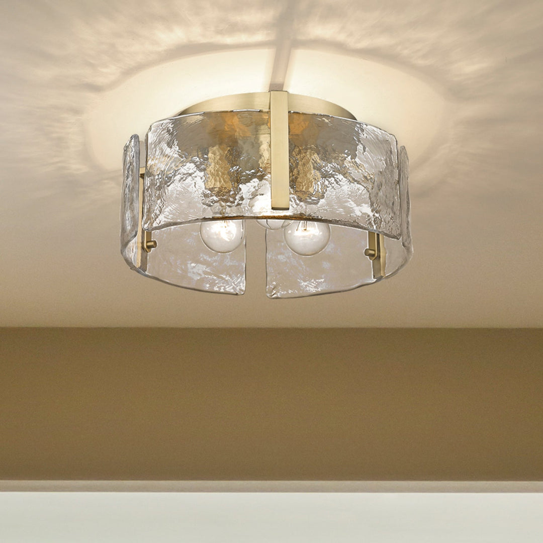 Modern Drum Water Ripple Ceiling Light - Glass Flush Mount Light