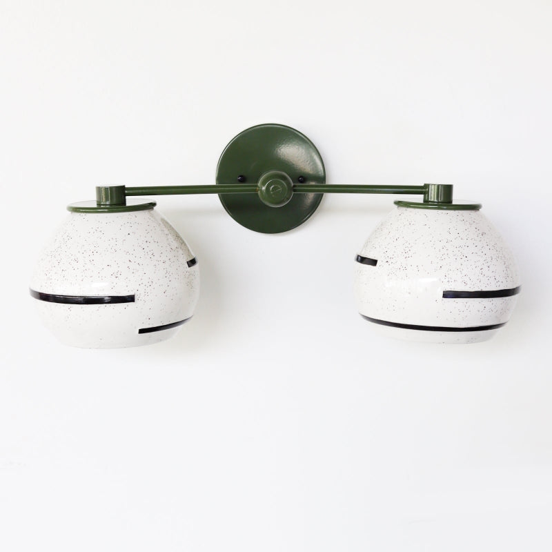 Two Light Delta Wall Sconce - Double Head Vanity Ceramic Wall Lamp