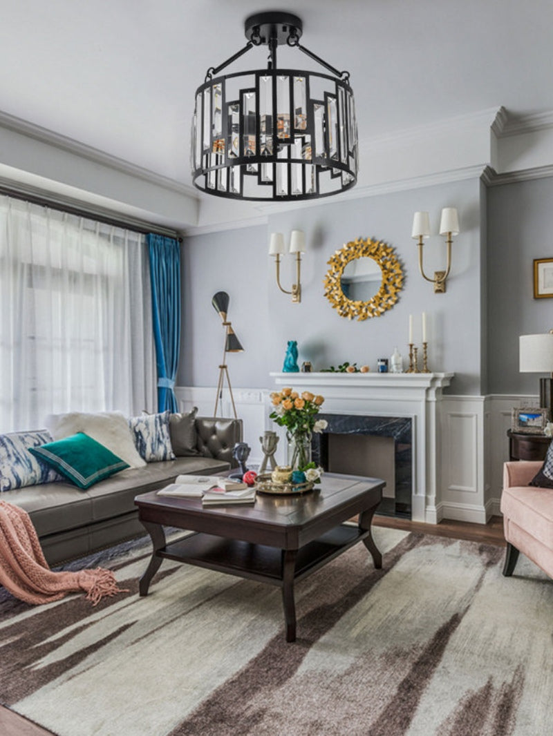 Retro Industrial Style 3-Light Pendant Lamp - Iron Birdcage Drum Light