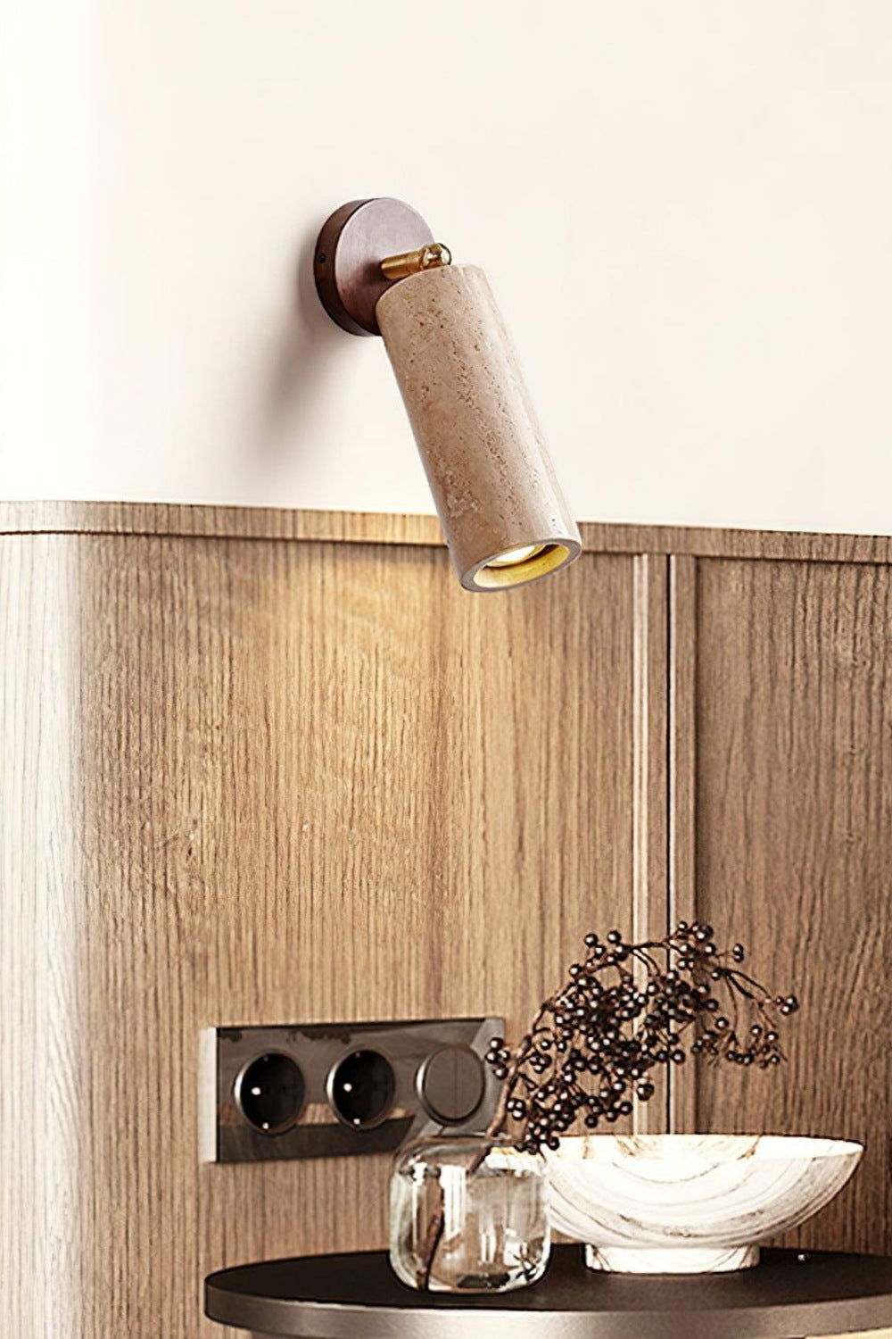 Mireille Modern Cylindrical Travertine Pivot Wall Light