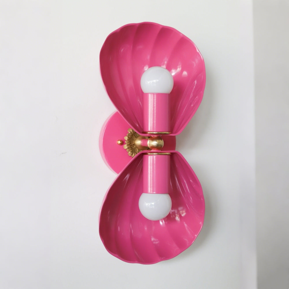 Coastal Shell Wall Light - Double Sconce with Steel and Brass Finish