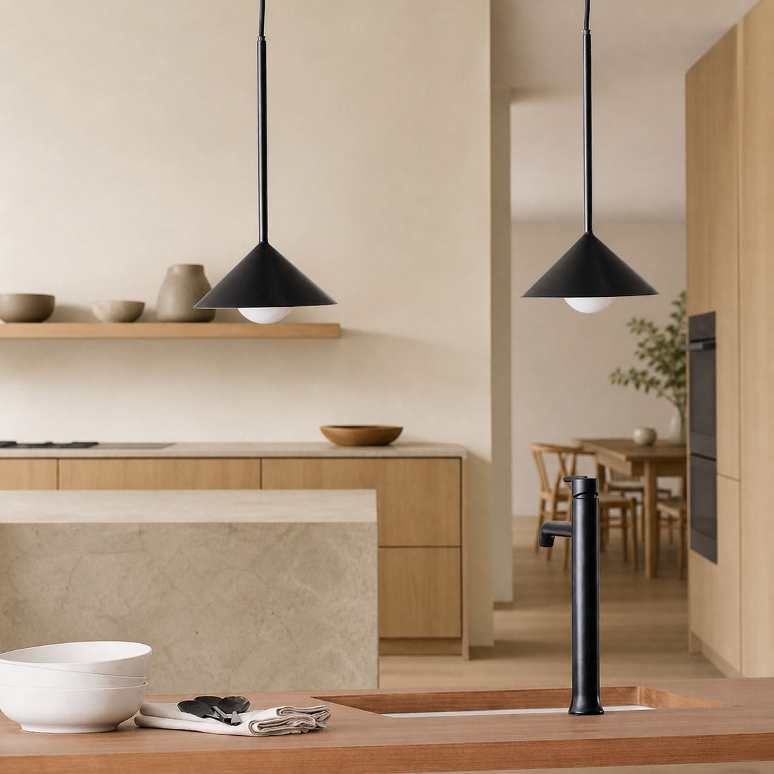 Brivana Adjustable Pendant – Cone Shade Light for Kitchen or Dining