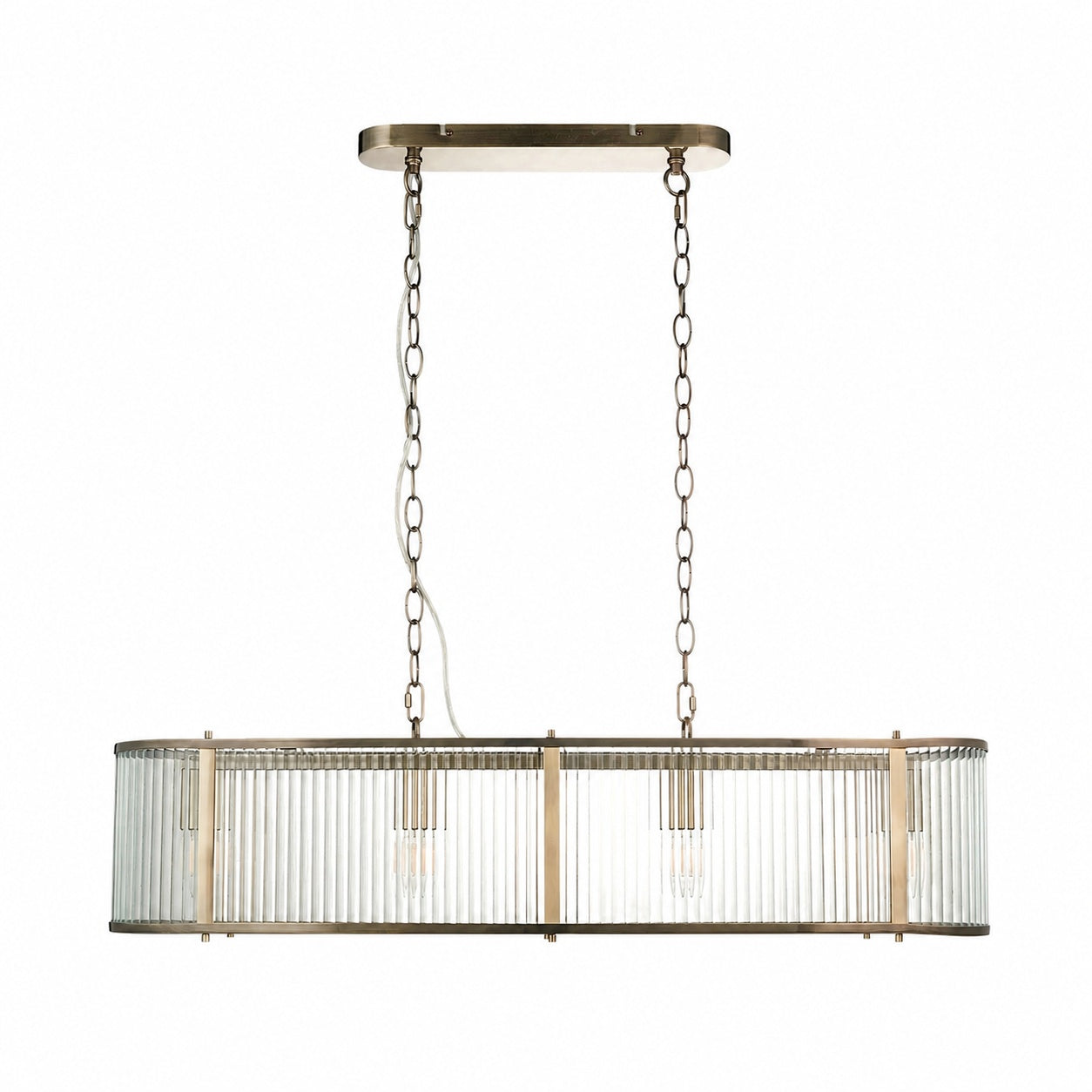 RibGlow Ribbed Glass Pendant Light - Antique Style Pendant Light for Dining Room