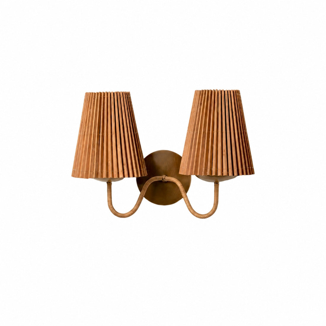 Zhoove Bamboo Wall Lamp - Pleated Natural Shade Design for Living Room or Bedroom