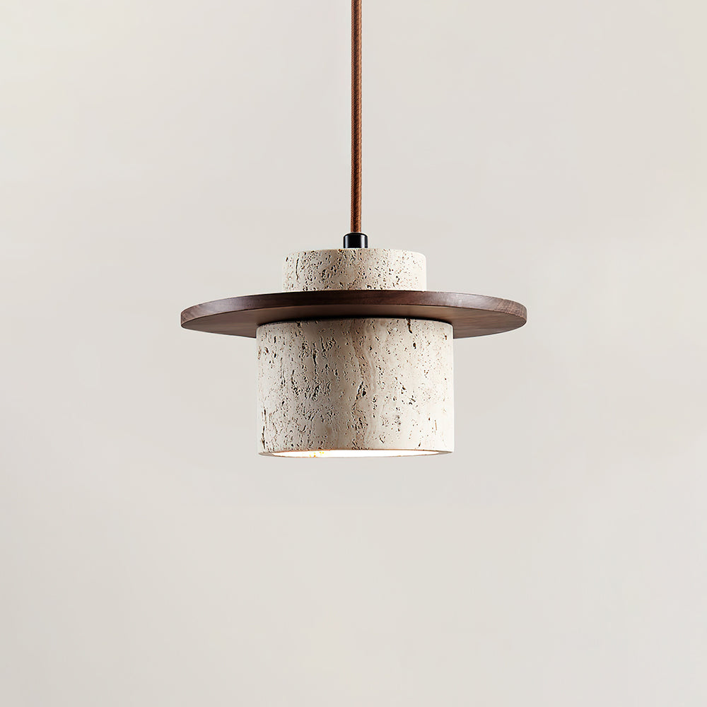 Elegant Textured Cylindra Stone Pendant Lamp