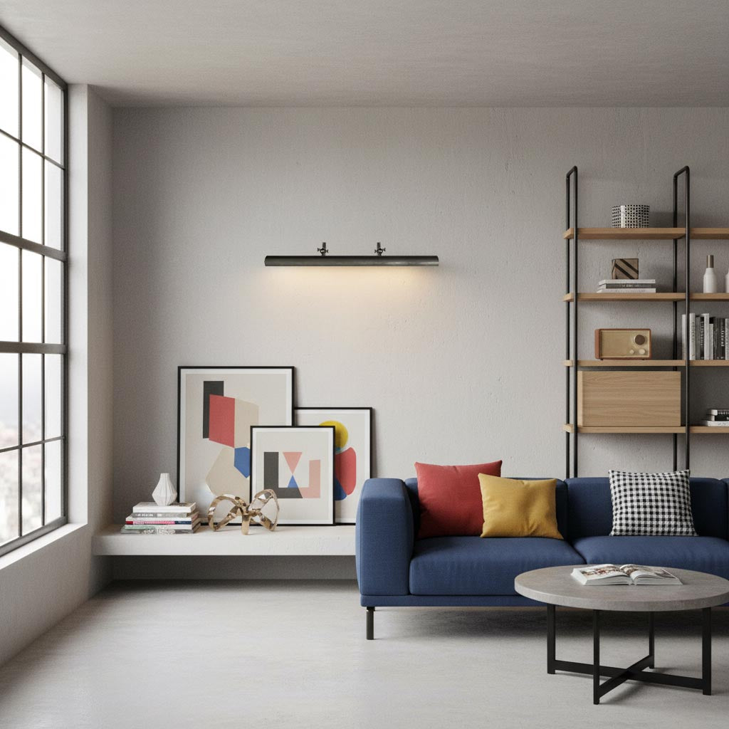 Libris Cylinder Picture Light - Metal Shade Wall Lamp for Living Room or Bedroom