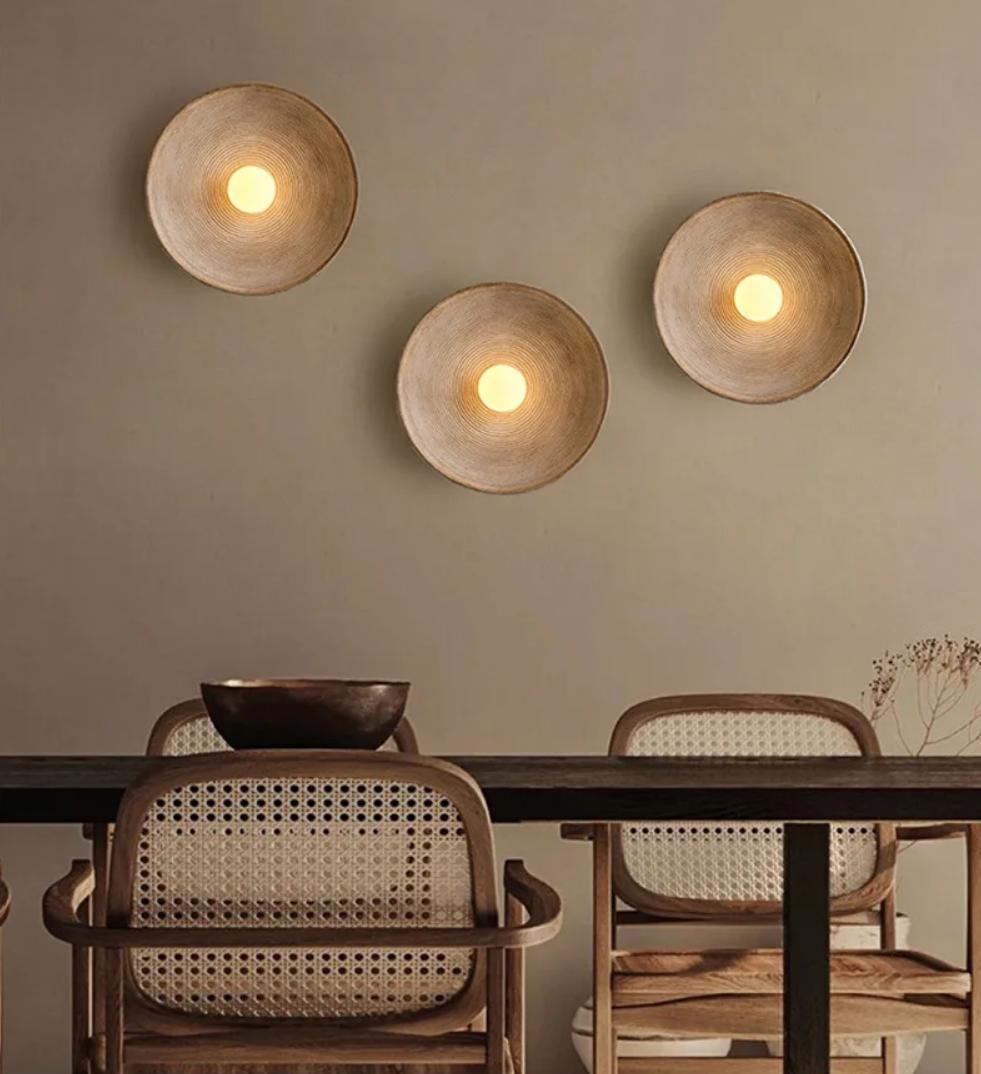 Retro Wabi Sabi Style Round Wall Light For Bedroom