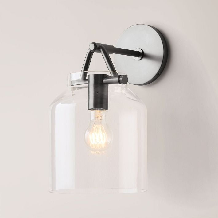 Hanton Modern Minimalist Brass and Glass Sconce – Damp Rated for Bathrooms