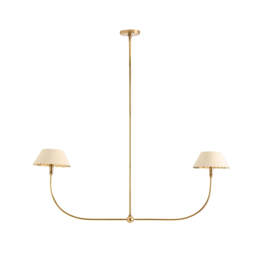 Foldray Scalloped Linear Chandelier - Leather Style for Dining Room