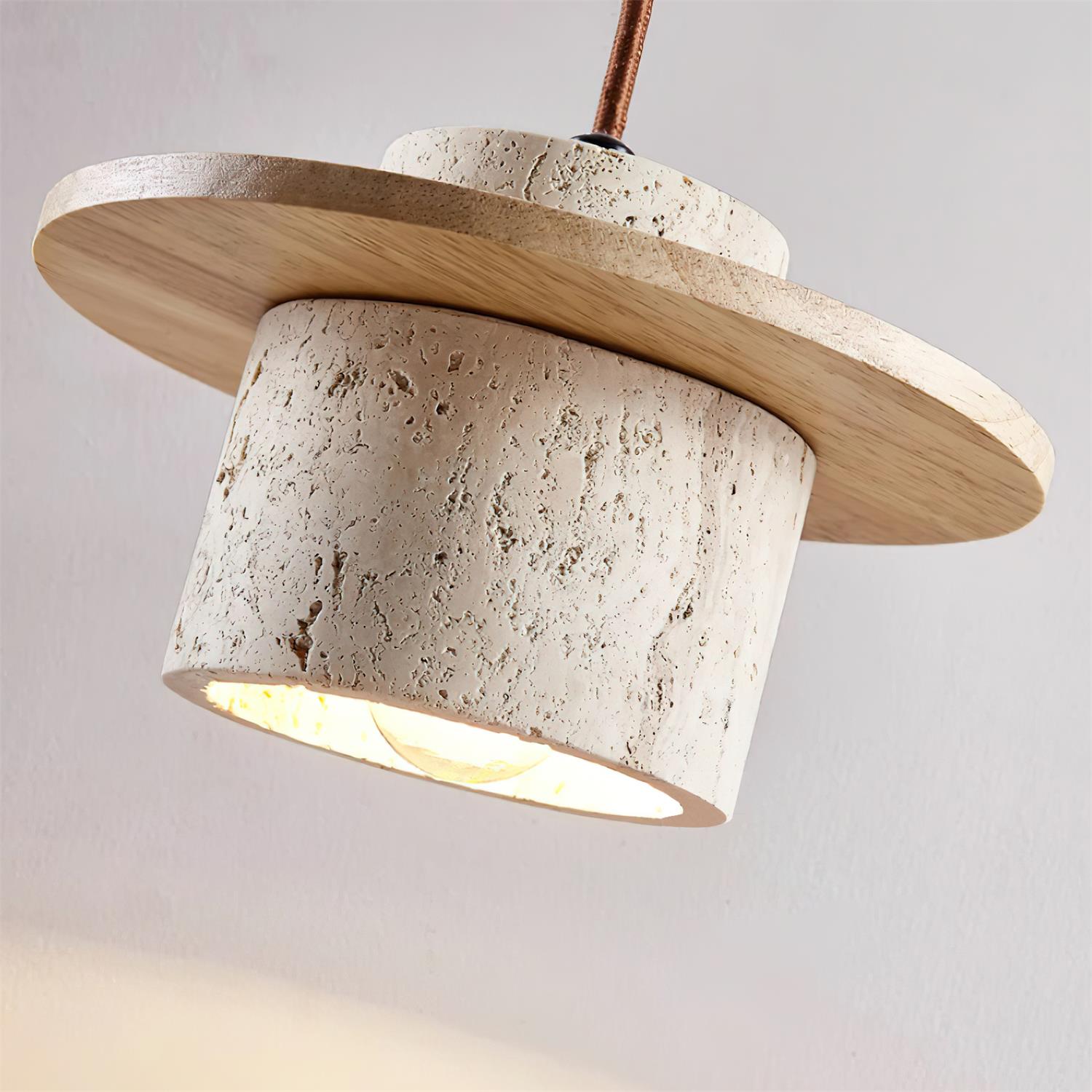 Elegant Textured Cylindra Stone Pendant Lamp