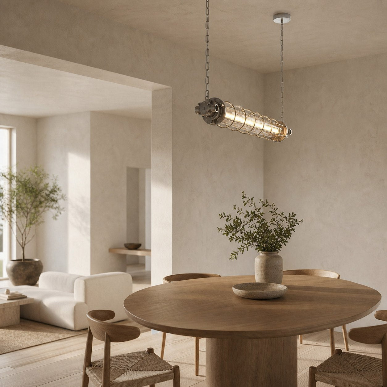 Minimalist Tube Pendant Light with Linear Silhouette for Modern Kitchen Island and Dining Lighting