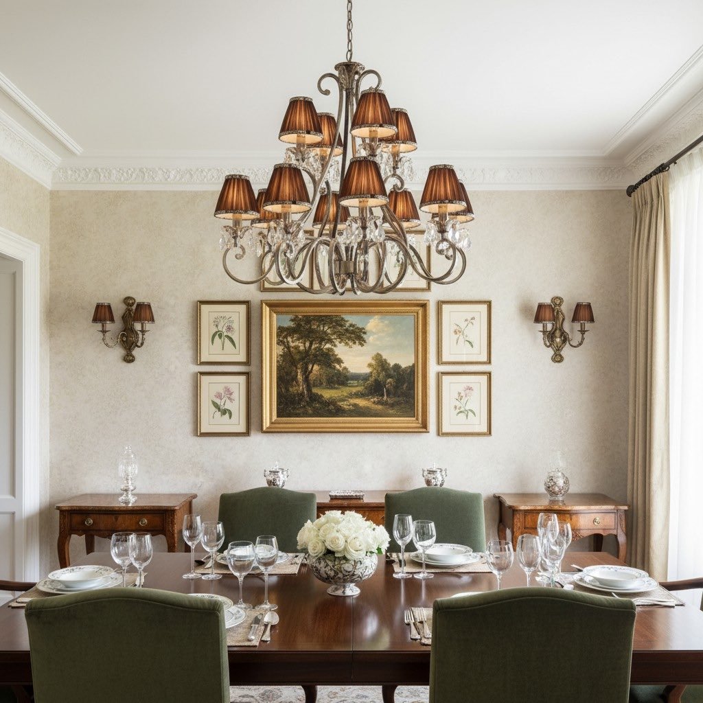 Talonis Multi-light Fabric Chandelier - Elegant Metal Curved Arms for Dining and Living