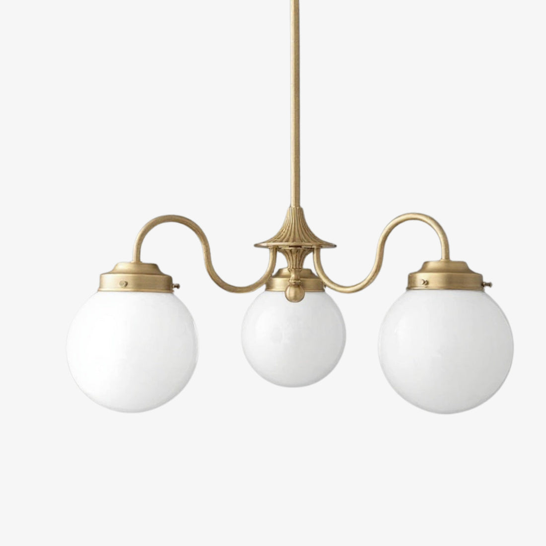 Glorica Glass Vintage Globe Chandelier - Brass 3-Light Frosted Glass Hanging Fixture