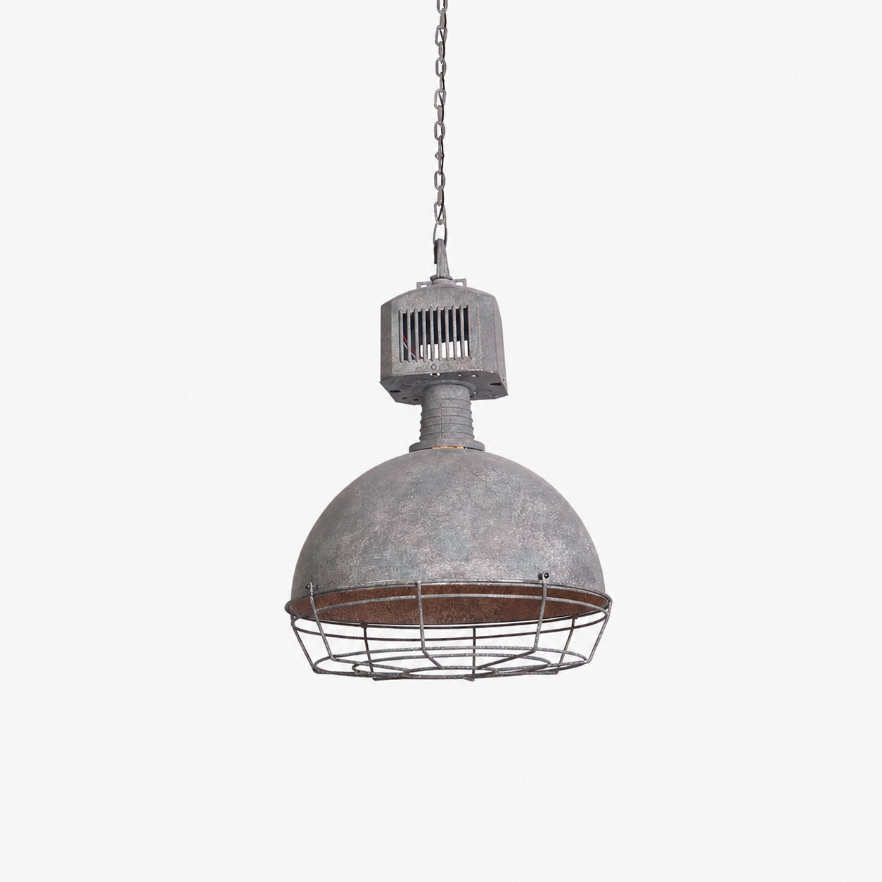 Caged Industrial Metal Pendant Light
