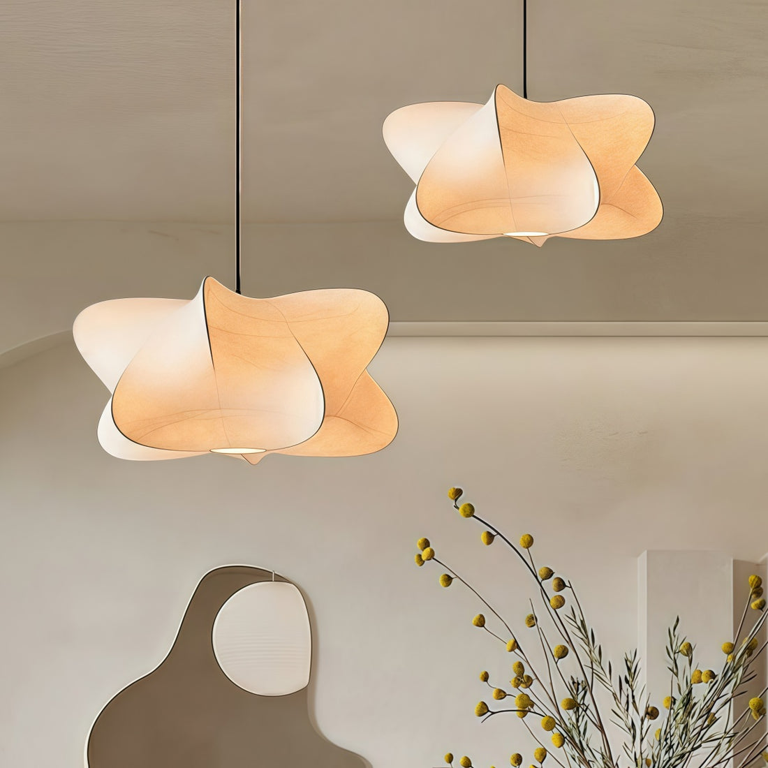 Modern Cirrus Cocoon Pendant Light – Silk Cloud Lamp in Wabi Sabi Style