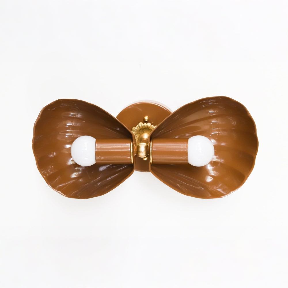 Coastal Shell Wall Light - Double Sconce with Steel and Brass Finish
