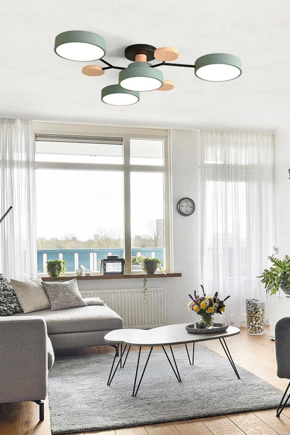 Multihead Disc Morandi Color Branch Ceiling Light