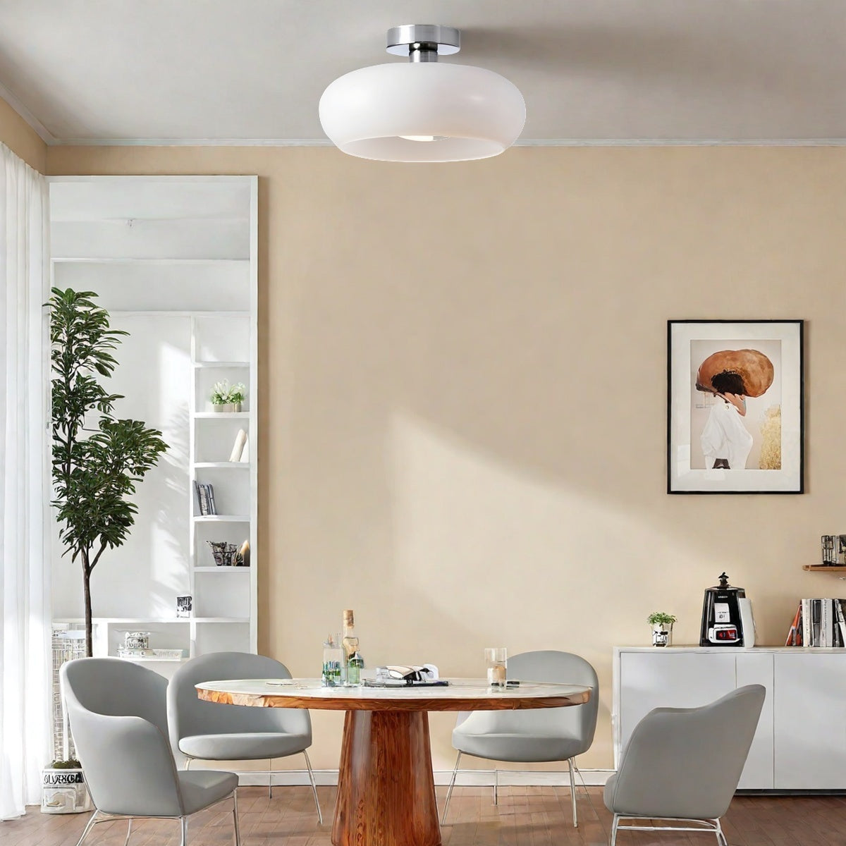 Nordic Style Bauhaus Glass Ceiling Lamp - Retro Brass Glass Disc Light