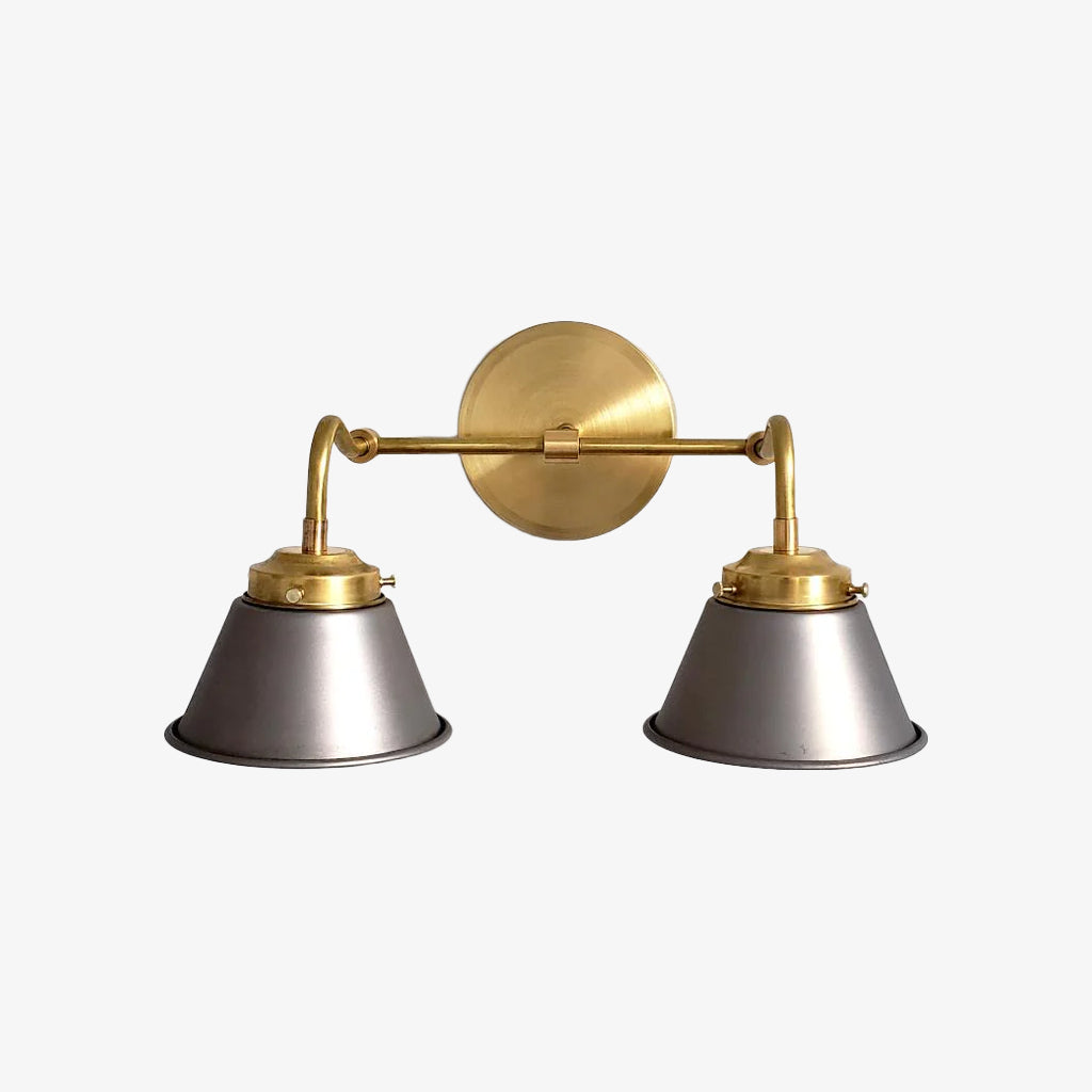 Modern Double Cone Brass Sconce - Accent Lighting For Bathroom & Hallway