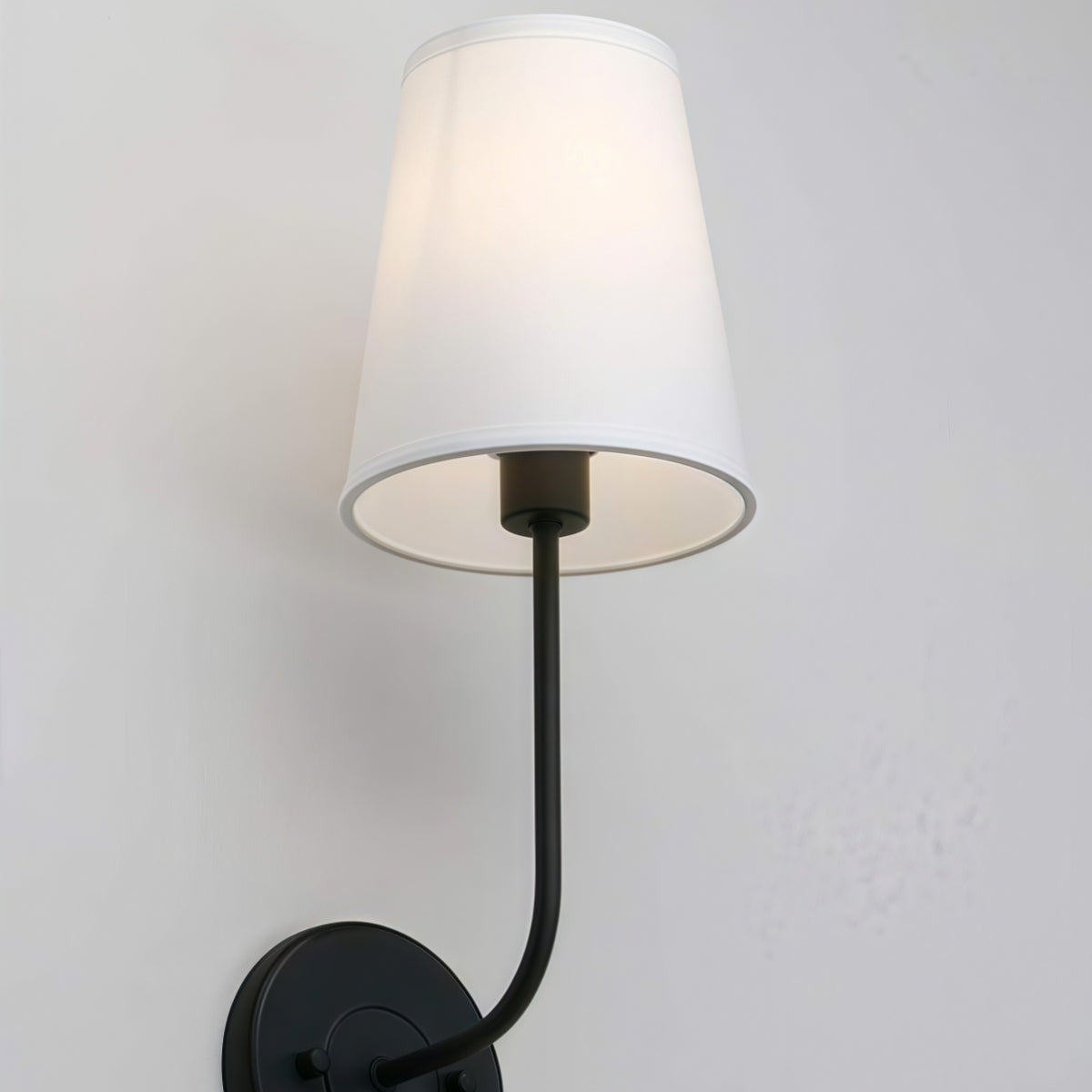 Rustic Cone Shape Fabric Wall Sconce – Antique Brass Metal Accent Light