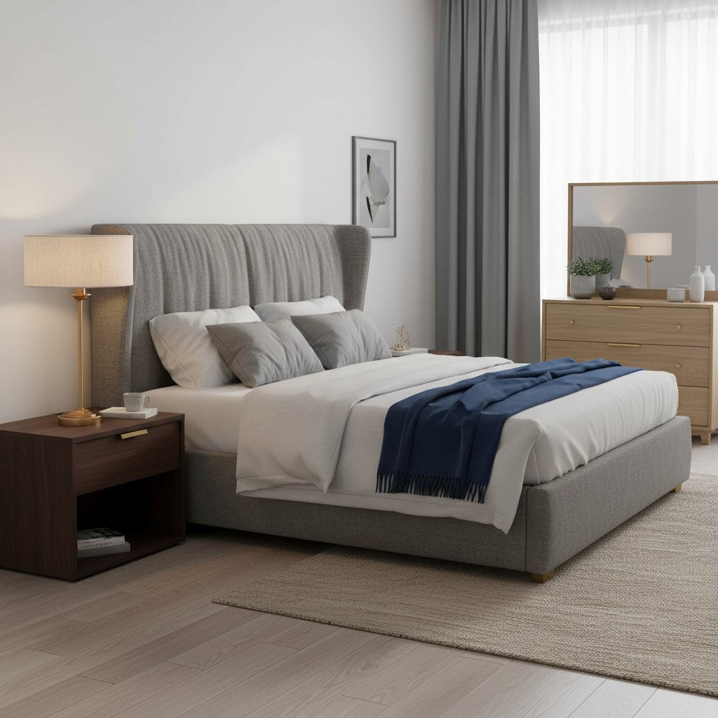 Tela 1‑Light and 3‑Light Table Lamp – Modern Linen & Metal for Bedside or Living Room