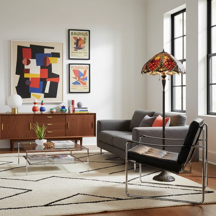 TF Orsino Decorative Tiffany Style Floor Lamp - Artistic Stained Glass Lamp for Bedroom