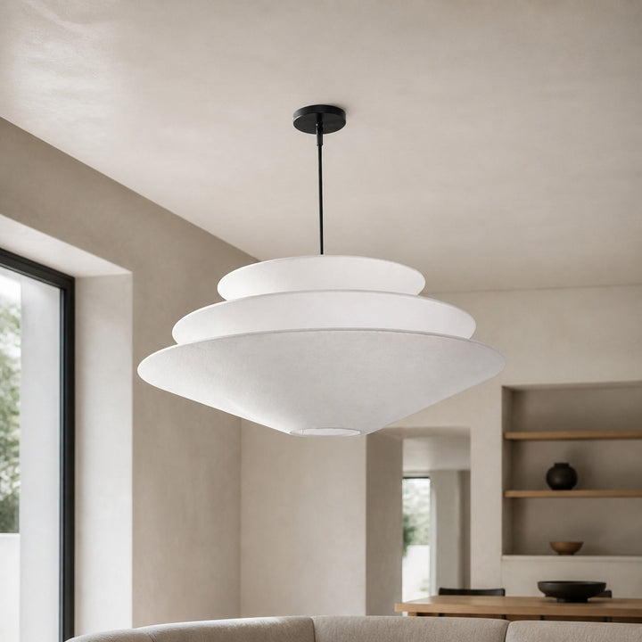 Solivara Pendant – Linen Pendant Light – Layered Shade