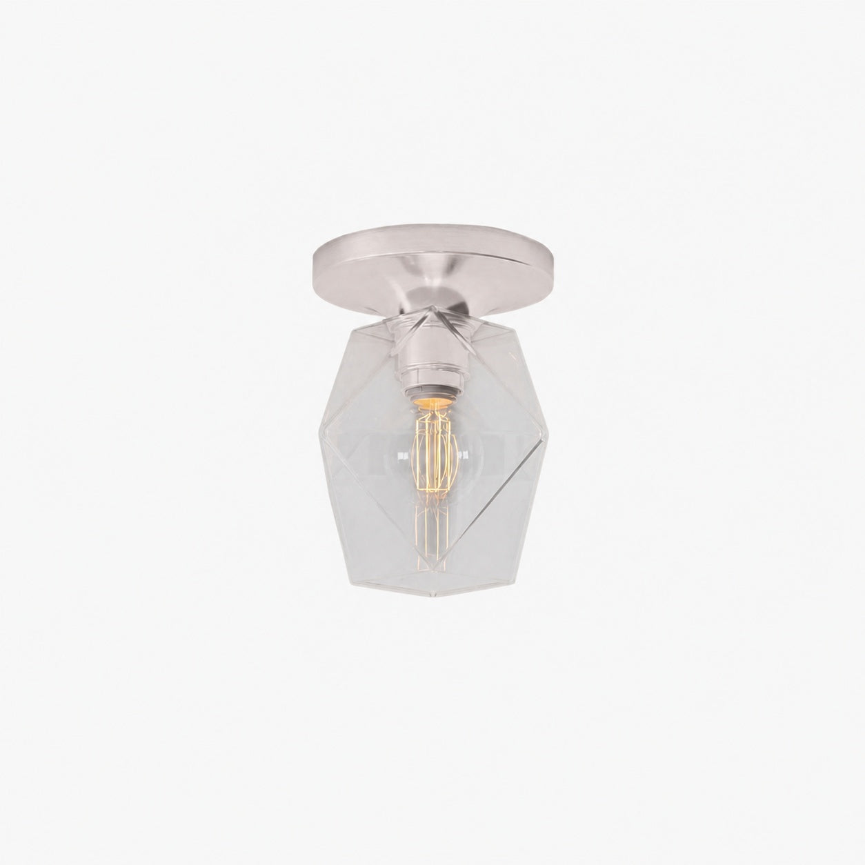 Talvior Sculptural Flush Mount Ceiling Light – Faceted Glass for Modern Interiors