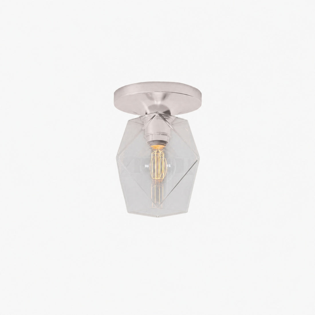 Talvior Sculptural Flush Mount Ceiling Light – Faceted Glass for Modern Interiors