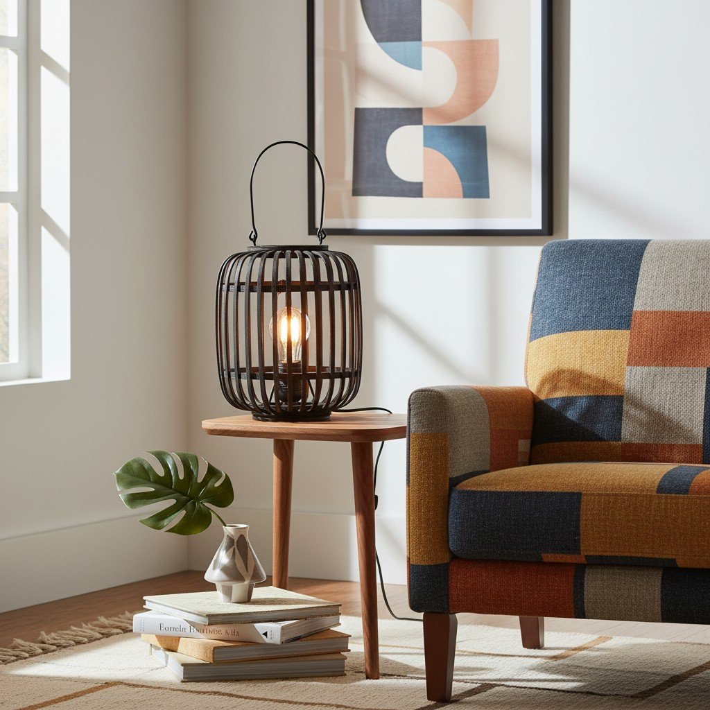Yumeko Ambient Table Lamp - Open Bamboo Cage Design Stylish and Eco Friendly for Living & Bedroom