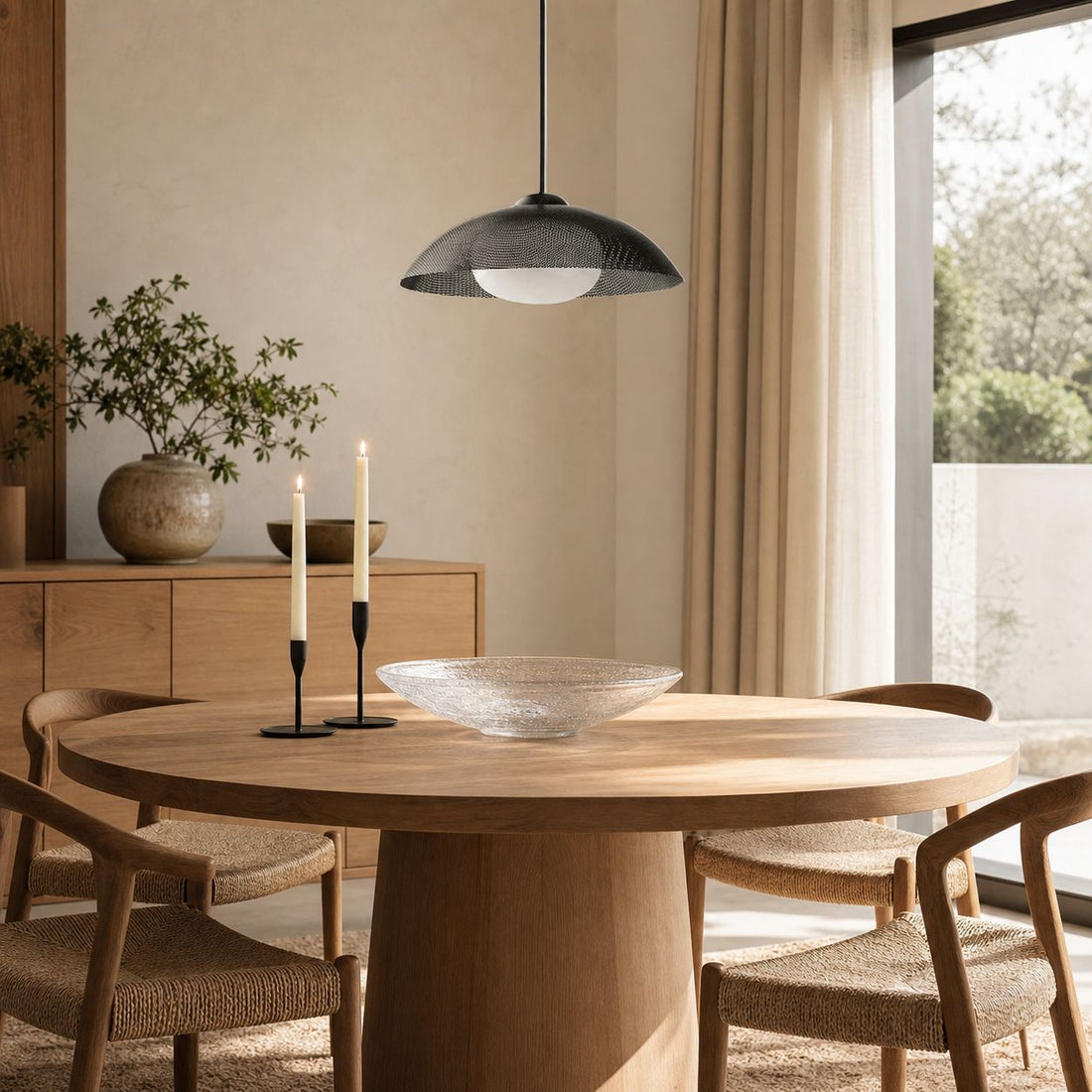 Elorina Pendant Light - Perforated Metal Shade, Champagne Bronze