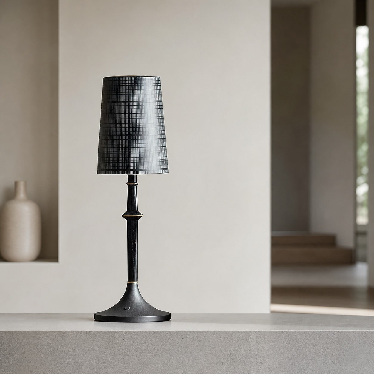 Devon Black Table Lamp (Built-in Battery)