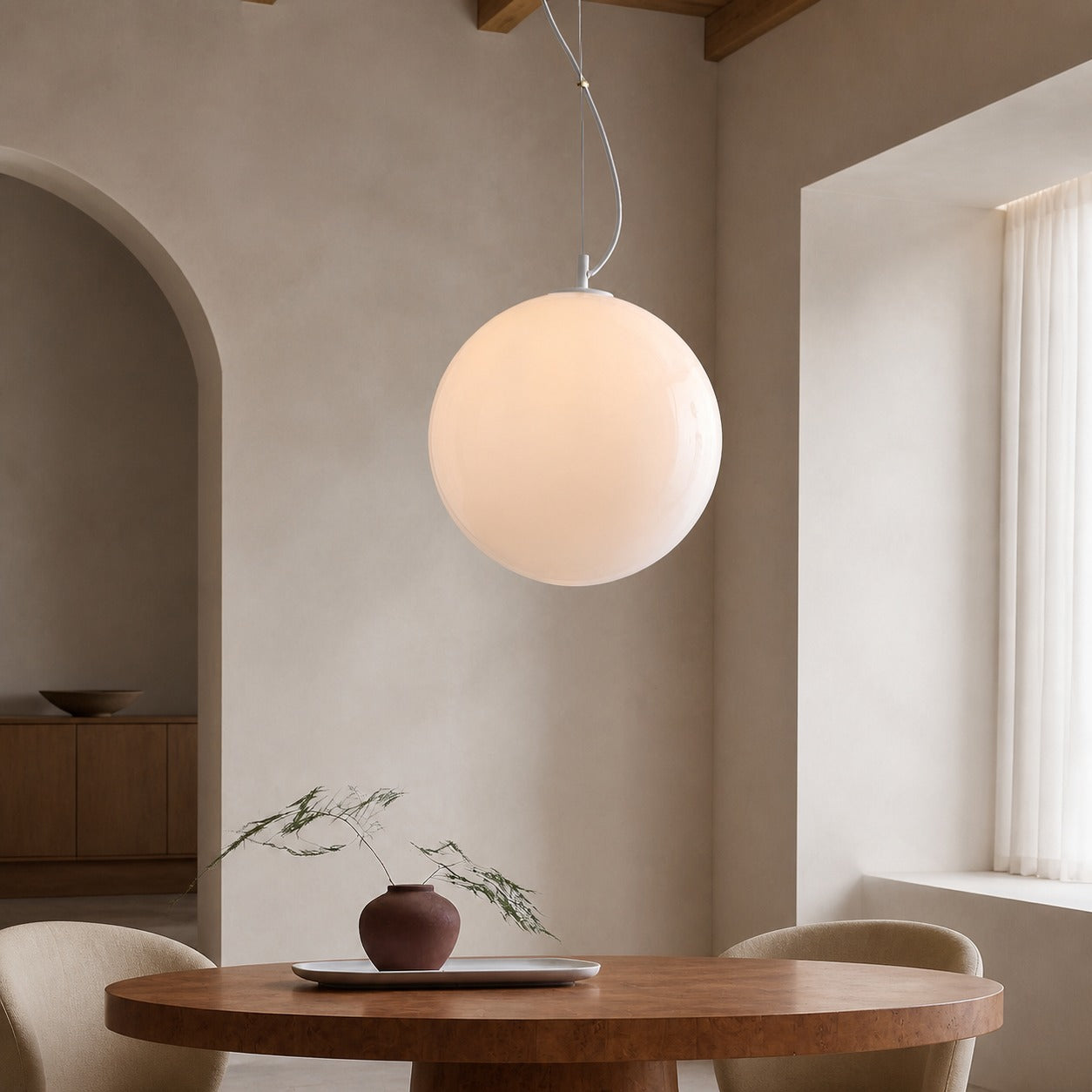 Lumivelle Minimalist Glass Pendant – Adjustable Height Dimmable Design