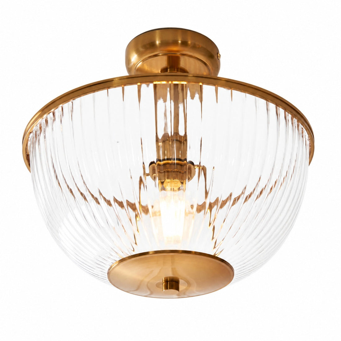 Luntra Ribbed Glass Uplighter Flush – Elegant Ceiling Light for Hallways and Bedrooms