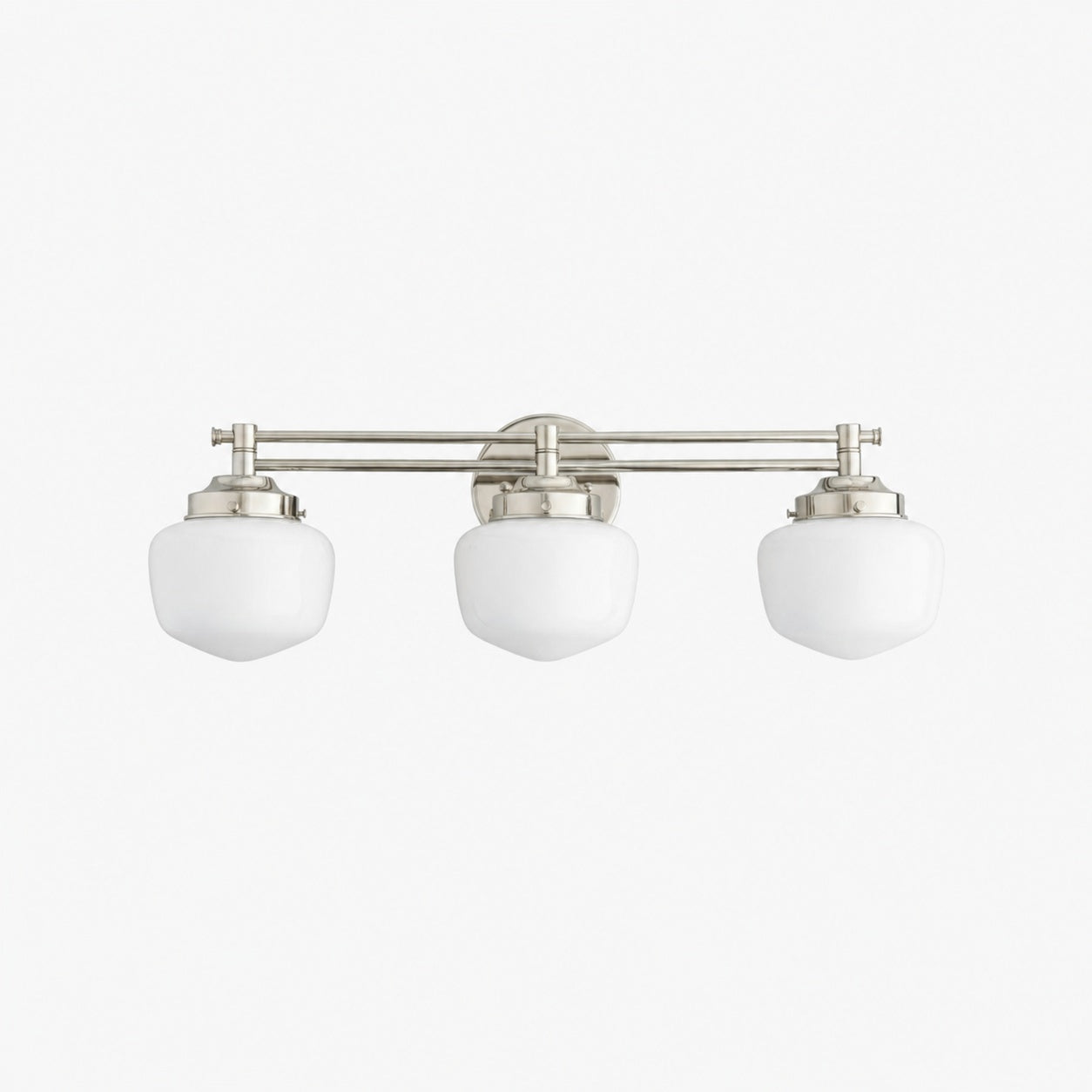 Opalume Glass Art Deco Vanity Light - Bathroom Wall Sconce with White Glass Shades