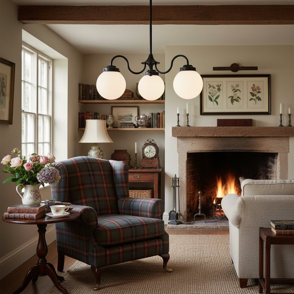 Glorica Glass Vintage Globe Chandelier - Brass 3-Light Frosted Glass Hanging Fixture