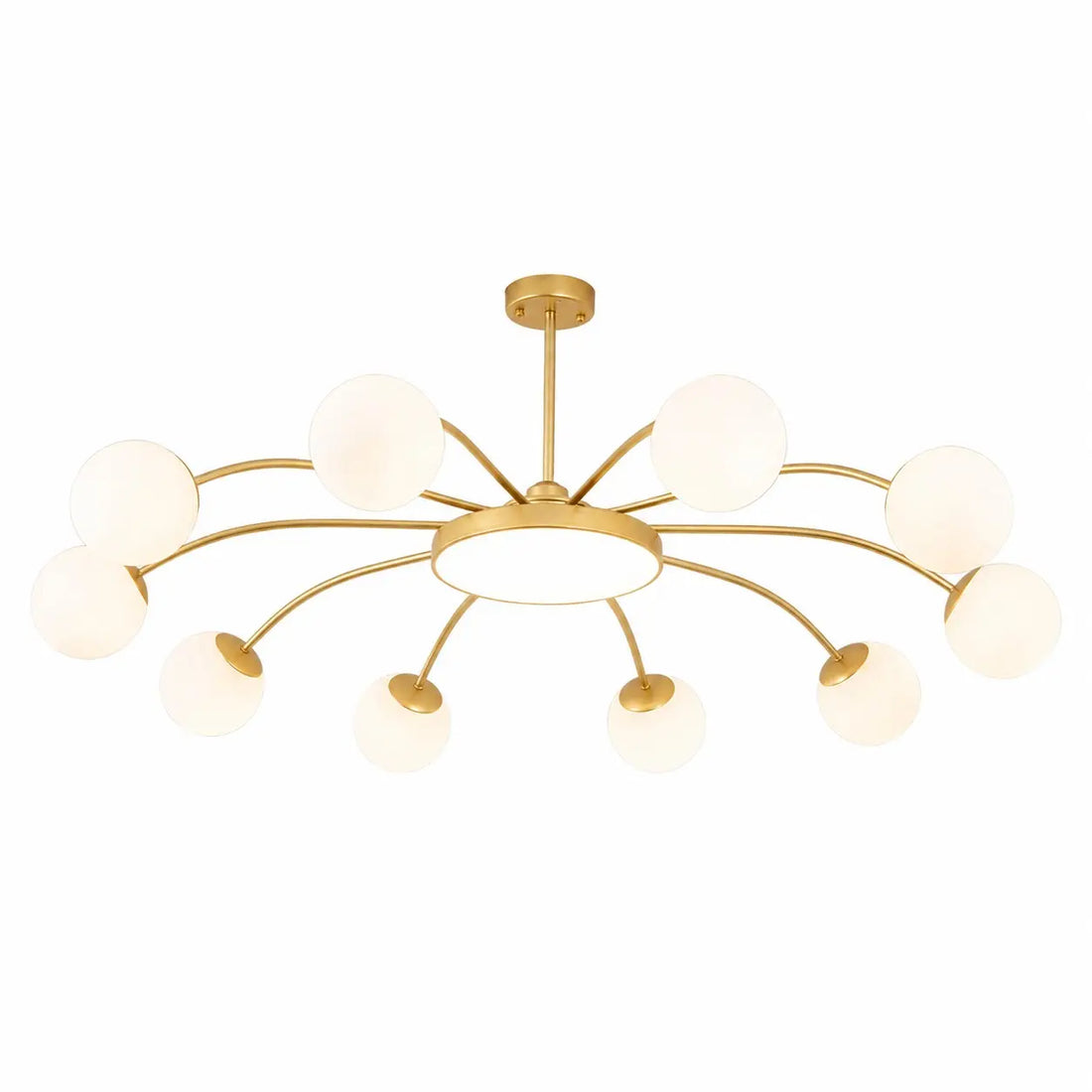 Standard gold 10-light milk glass chandelier