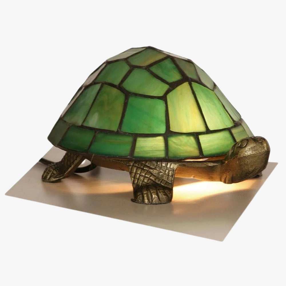 TiffStar Tortoise Pattern Stained Glass Table Lamp - Tiffany Style Decorative Light for Indoor Accent Lighting