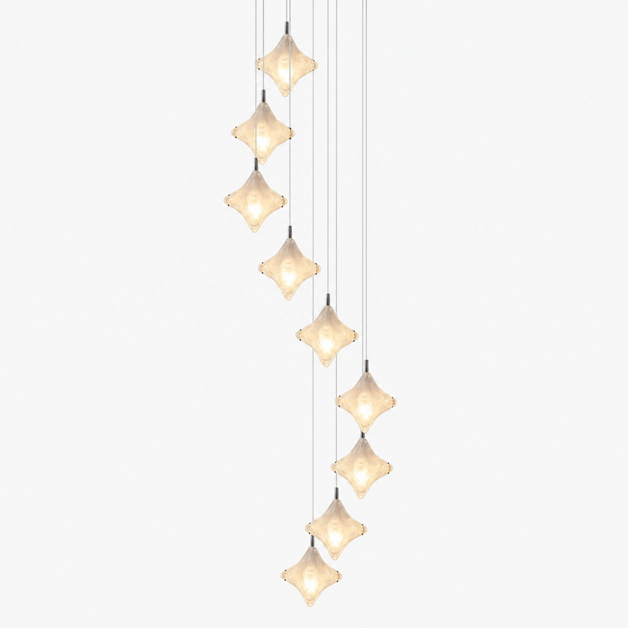 Art Deco Star Staircase Pendant Light – Frosted Glass Hanging Fixture –  Astris Altair