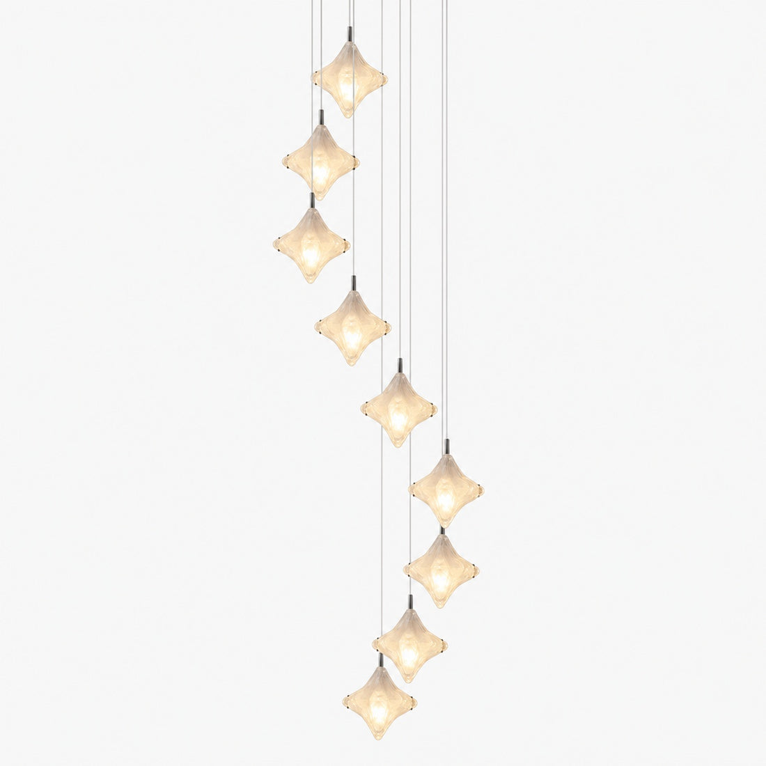 Art Deco Star Staircase Pendant Light – Frosted Glass Hanging Fixture –  Astris Altair