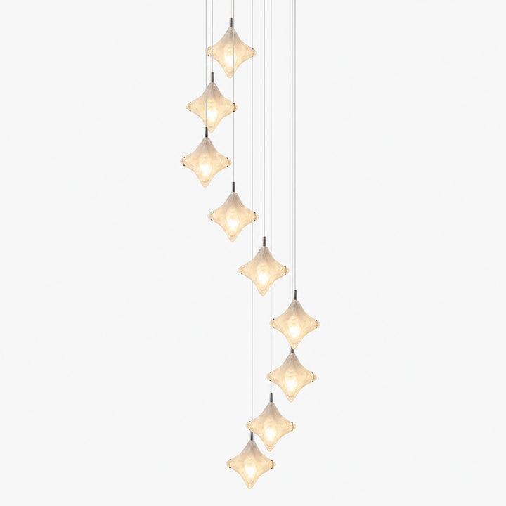 Art Deco Star Staircase Pendant Light – Frosted Glass Hanging Fixture –  Astris Altair