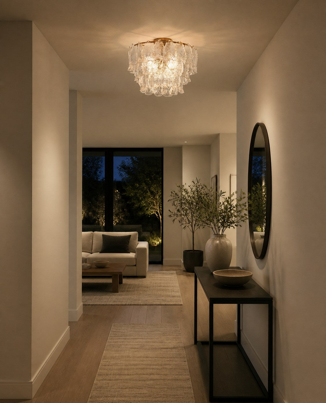 Lumvey Tiered Glass Flush Mount – Round Stacked Design for Modern Home