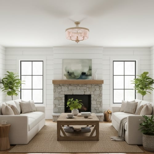 Beveline 3 Light Round Semi Flush - Faceted Cut Glass Shade Metal Finish for Hallways and Bedrooms