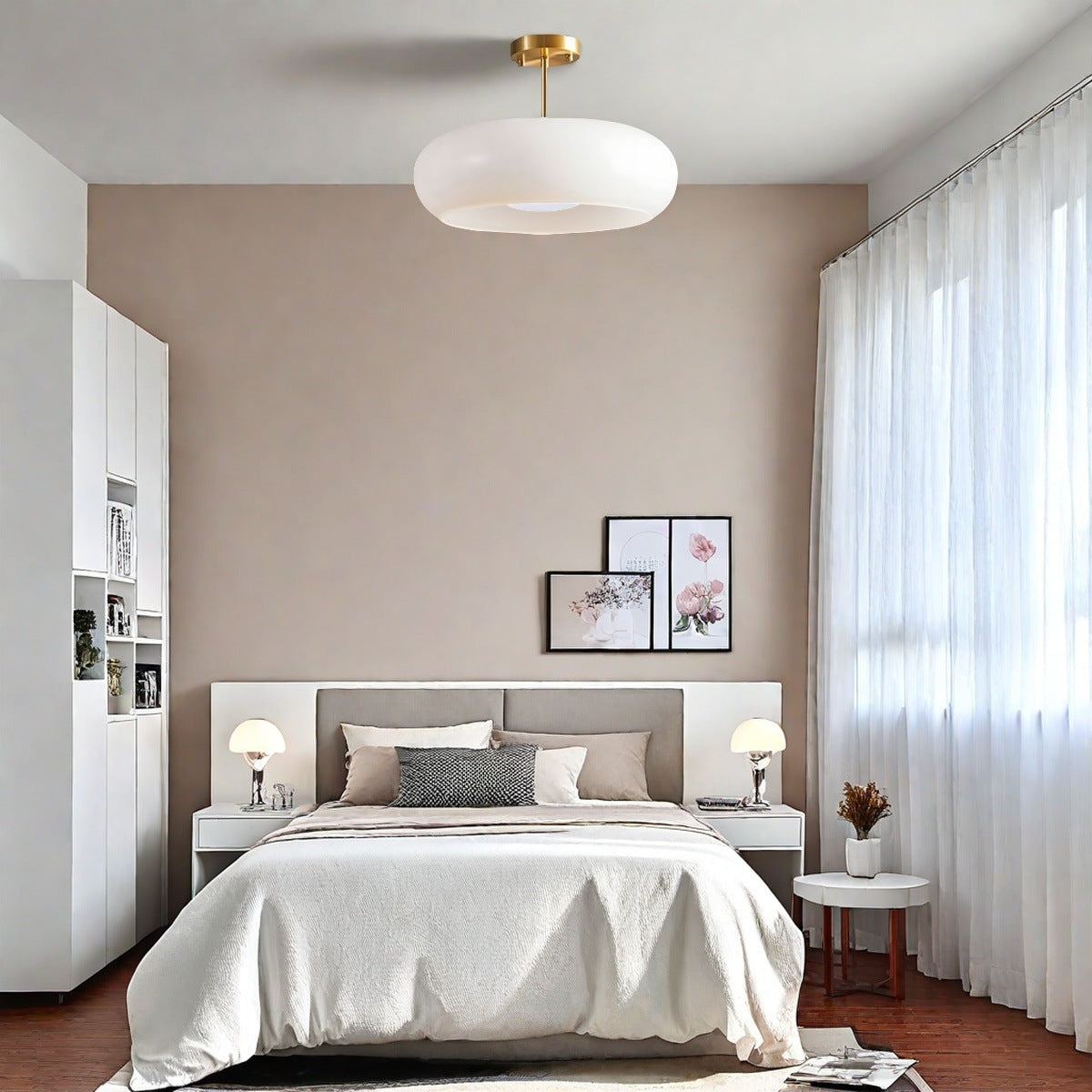 Nordic Style Bauhaus Glass Ceiling Lamp - Retro Brass Glass Disc Light