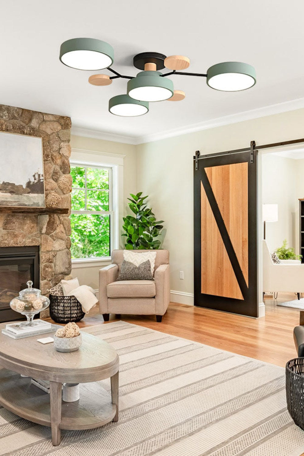 Multihead Disc Morandi Color Branch Ceiling Light