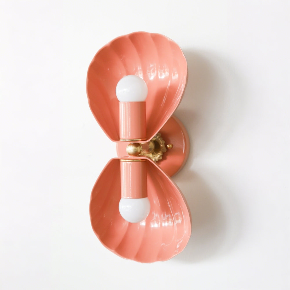 Coastal Shell Wall Light - Double Sconce with Steel and Brass Finish